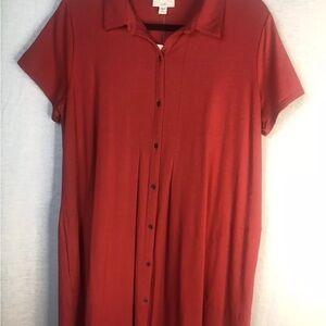 Red Button-Up Dress‎